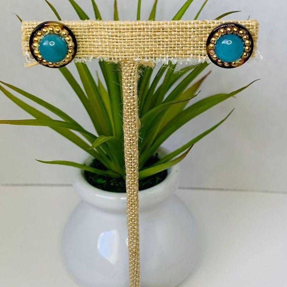 LISA AUGUST Vegan Tortoise & Turquoise Earrings